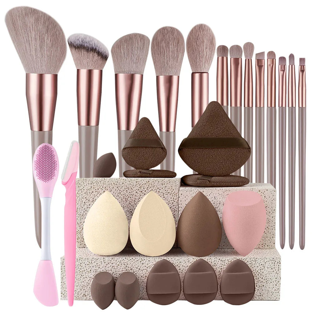 Pinceaux de maquillage 8-29 pièces Kit de maquillage professionnel femmes cosmétique pinceau à poudre douce fard à paupières fond de teint ensemble complet outil de beauté de voyage