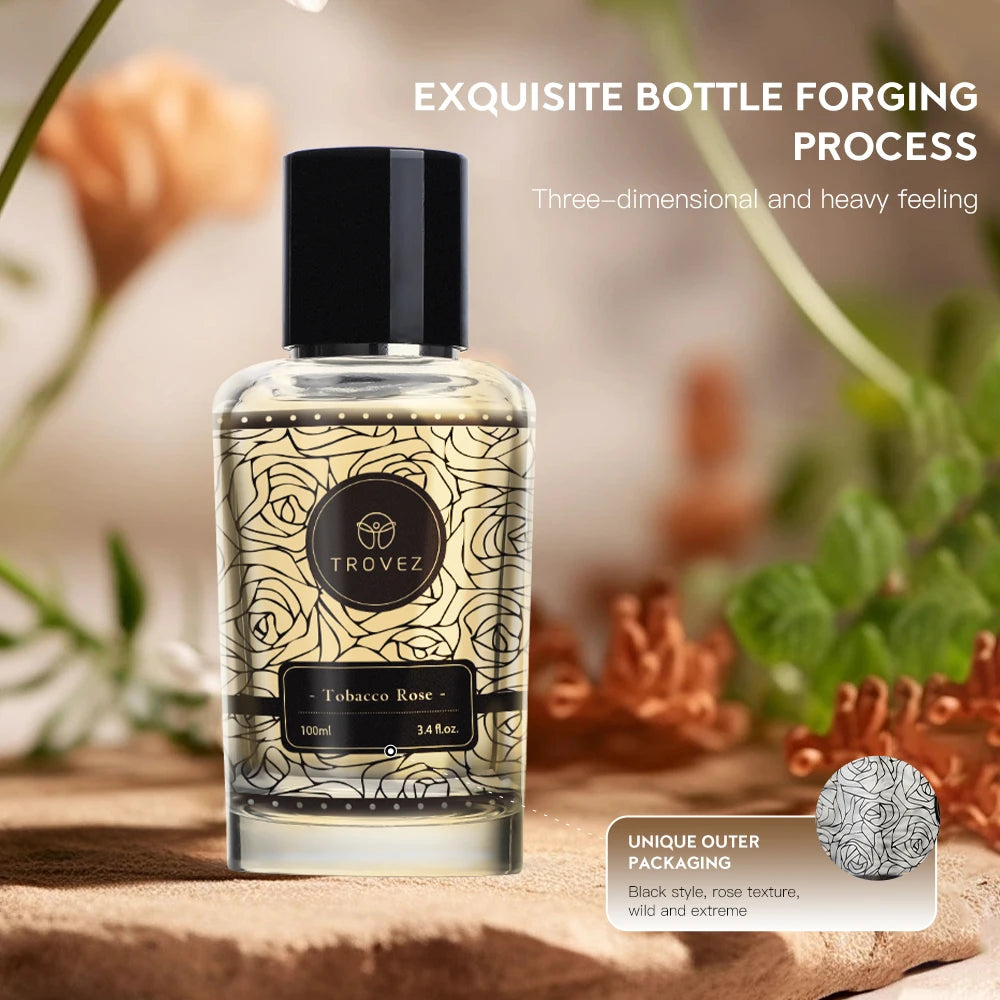 Parfum TROVEZ Tabac Rose 100ml Parfum longue durée Parfum riche Spray corporel Parfums pour hommes