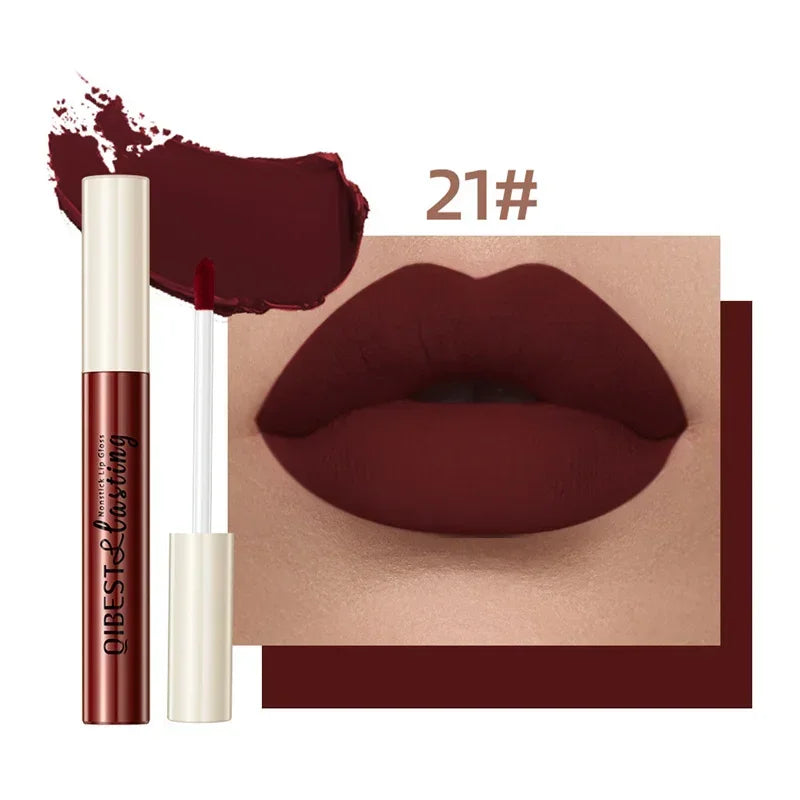 QIBEST 24 couleurs Rouge à lèvres liquide mat Imperméable Velours longue durée Brillant à lèvres rouge Teinte Maquillage Rouges à lèvres cosmétiques Brillants à lèvres