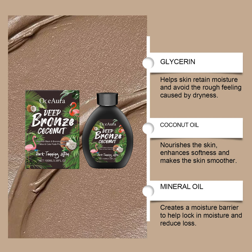 Lotion bronzante à la noix de coco, autobronzant, rehausseur de bronzage, booster d'assombrissement, hydratant, brun doré sexy, lotion autobronzante