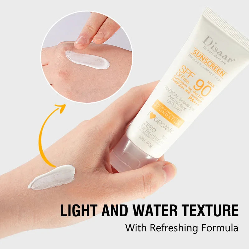 Écran solaire SPF90+ Protection contre les rayonnements UV Hydratant Visage Corps Bras Cuisses Crème solaire Soins de la peau