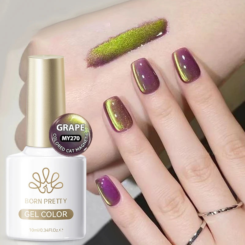 BORN PRETTY 10ml Gold Water Light Cat Magnetic Gel Polish Spaking Glitter Crystal Black Soak Off UV LED Vernis Manucure
