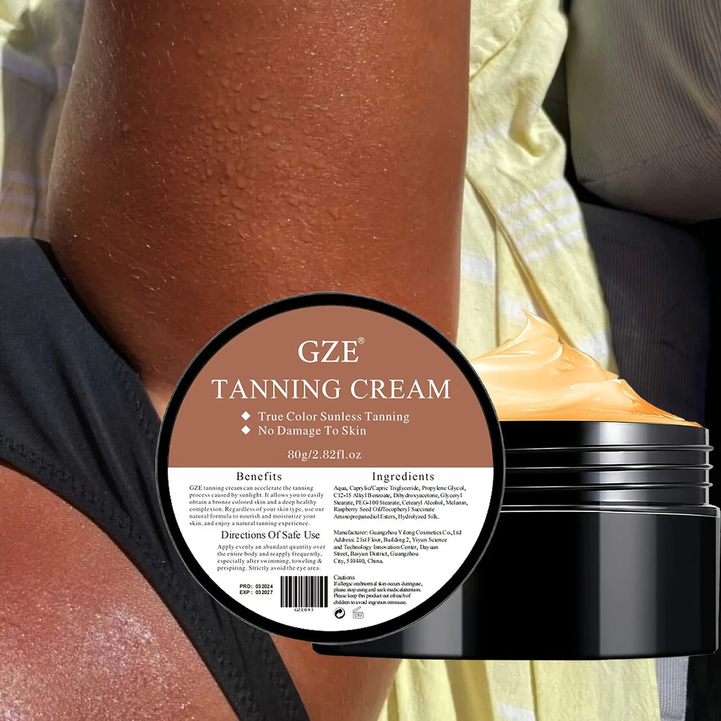 GZE été peau auto-bronzage crème sans soleil auto-bronzant pour visage corps pour lueur naturelle corps bronzant facile à utiliser Lotion bronzante 80g