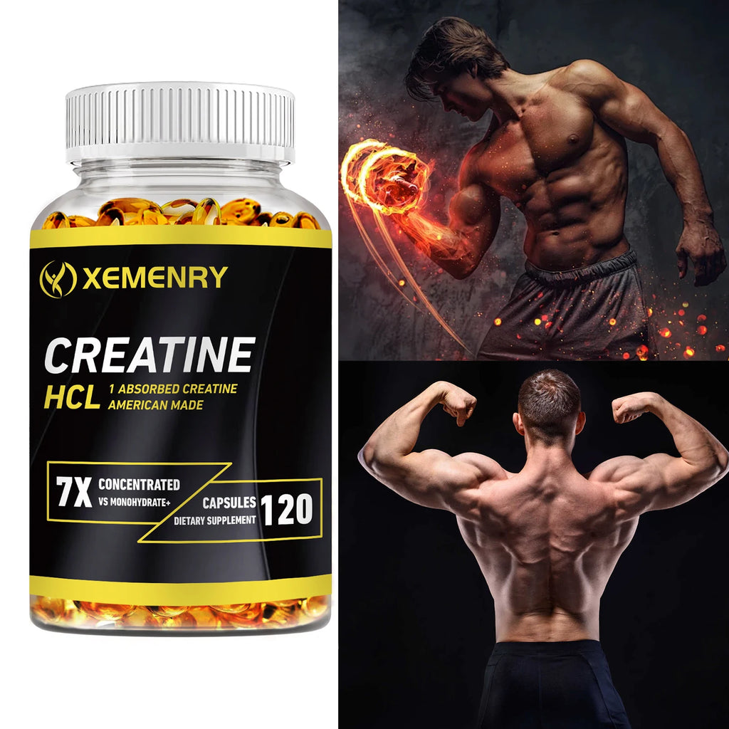 Creatine HCl - Améliore l'endurance énergétique et la masse musculaire, performances athlétiques améliorées - 120 gélules