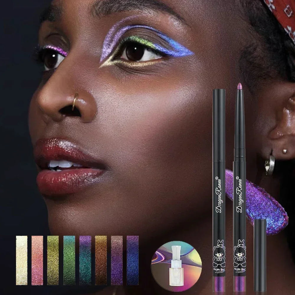 Stylo à eyeliner multi-chromes, fard à paupières métallique brillant à paupières brillant couché ver à soie vert violet maquillage pigment paillettes Aurora eyeliner