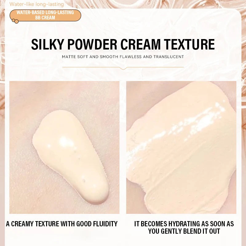 BB crème Fond de teint liquide hydratant, imperméable, longue durée, couleur ivoire, base naturelle, correcteur, maquillage léger et non collant