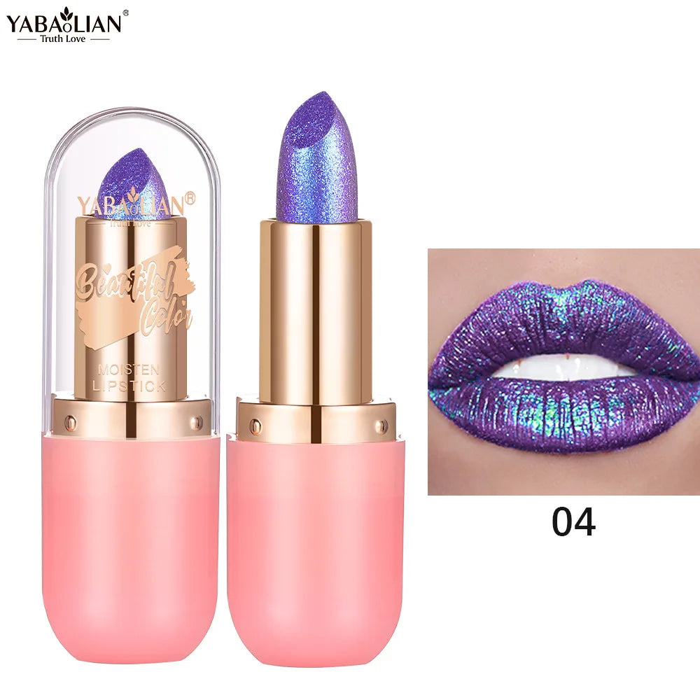 Rouge à lèvres caméléon Violet métallique, couleur changeante, mat, paillettes, diamant, imperméable, perle brillante, brillant, maquillage Sexy