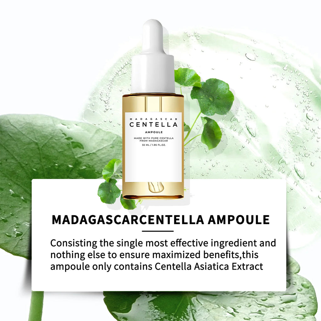 Madagascar Centella Asiatica Serum 55ml - Formule apaisante pour la peau sensible avec lutte contre l’acné, bienfaits hydratants en profondeur pour le visage