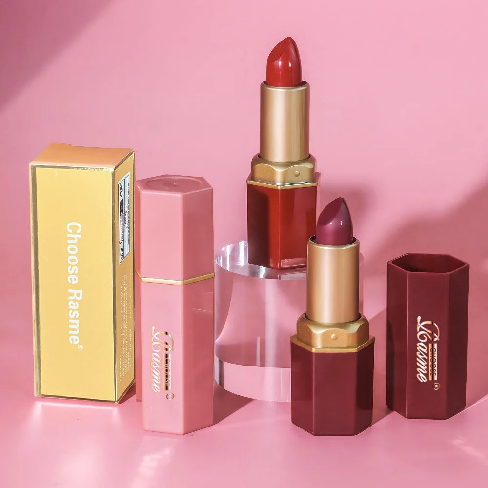 CHOISISSEZ RASME Rouge à lèvres en barre de chocolat 6 couleurs Perles de maquillage Pas facile à décoller Brillant à lèvres imperméable mat