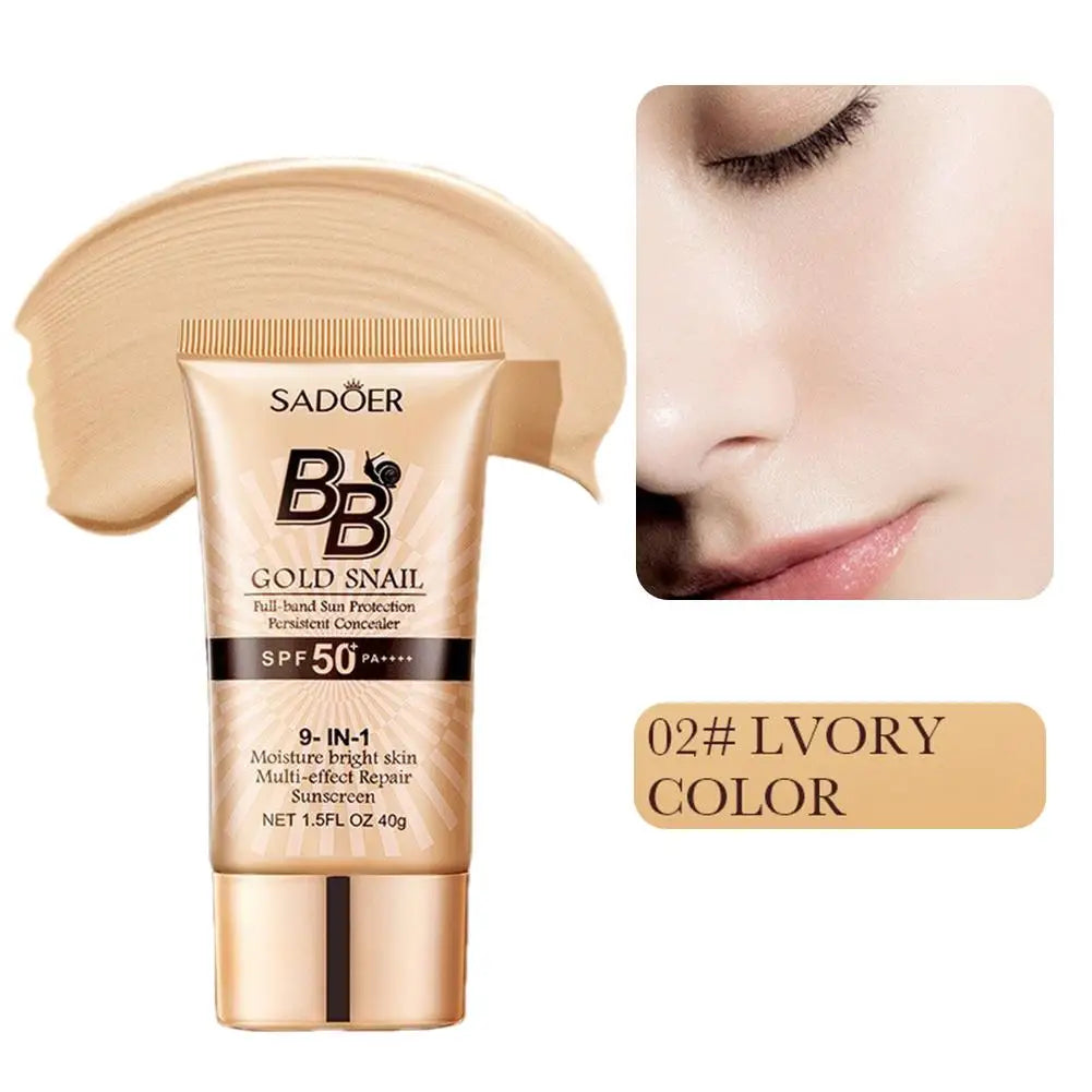SADOER crème BB fond de teint correcteur crème d'isolation hydratante SPF50 + PA +++ 40g hydratant pour le visage