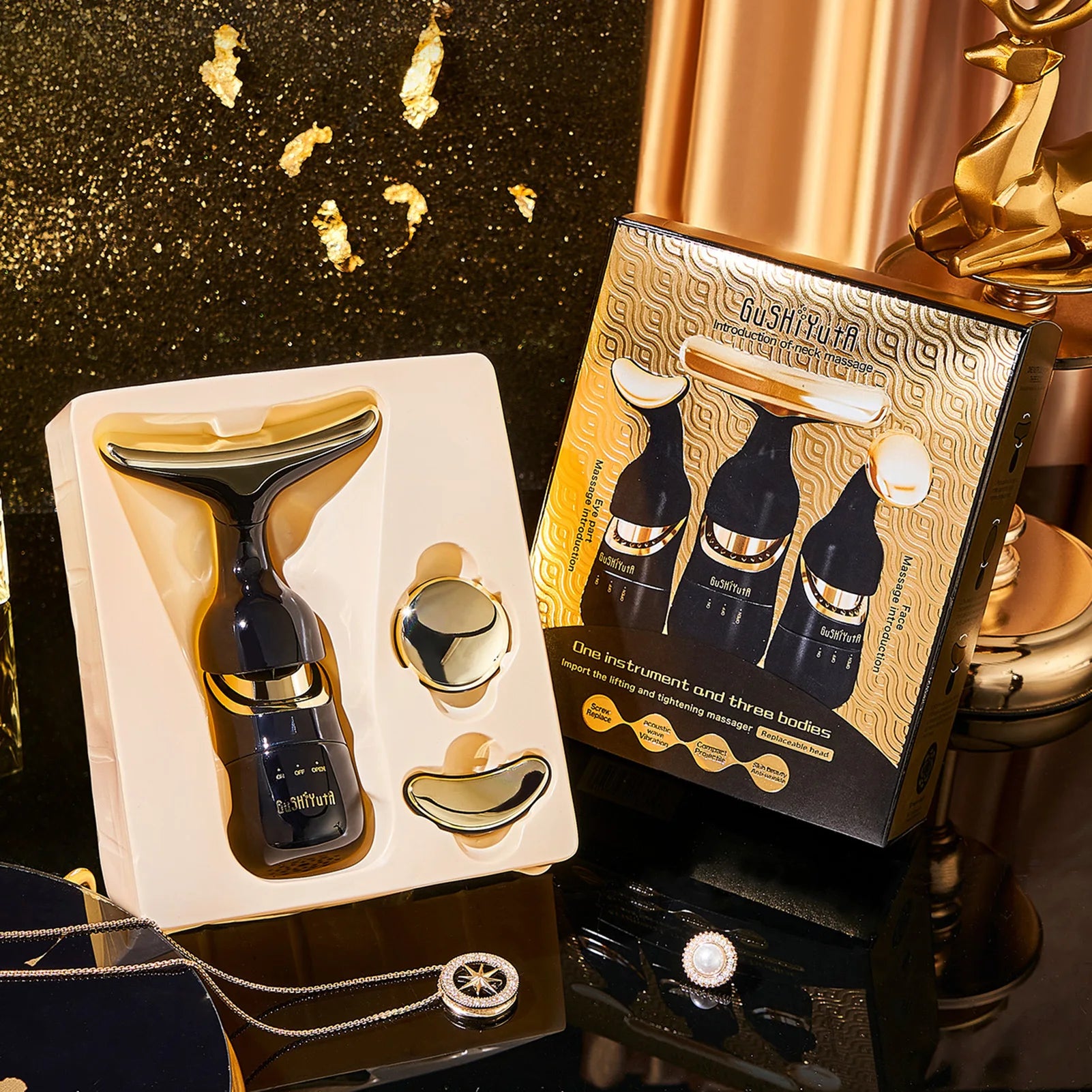 3 en 1 soins de la peau dispositif de levage raffermissant du visage cou Massage des yeux du visage plus mince Anti-âge soins de la peau outil de sculpture du visage