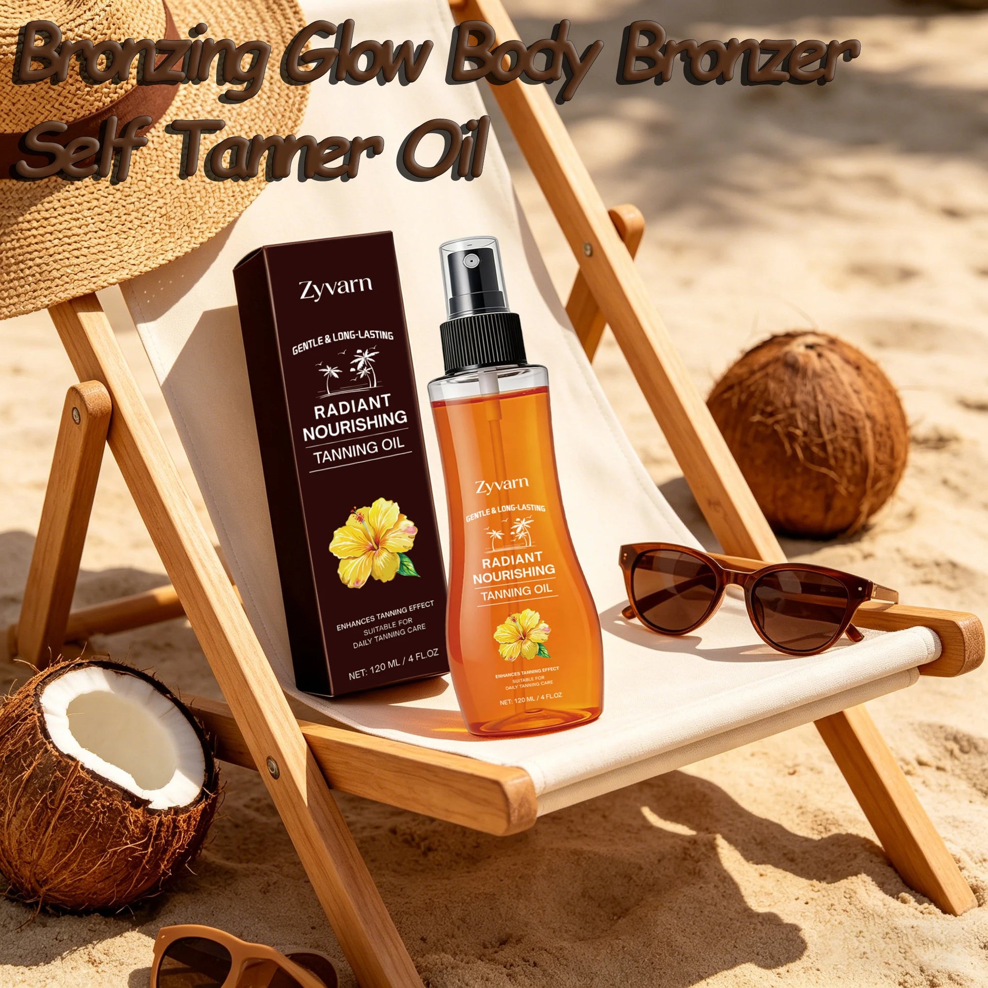 Huile de bronzage nourrissante, huile de bronzage durable pour un éclat hâlé, soin hydratant pour la peau, idéal pour les séances de bronzage en plein air et à la plage