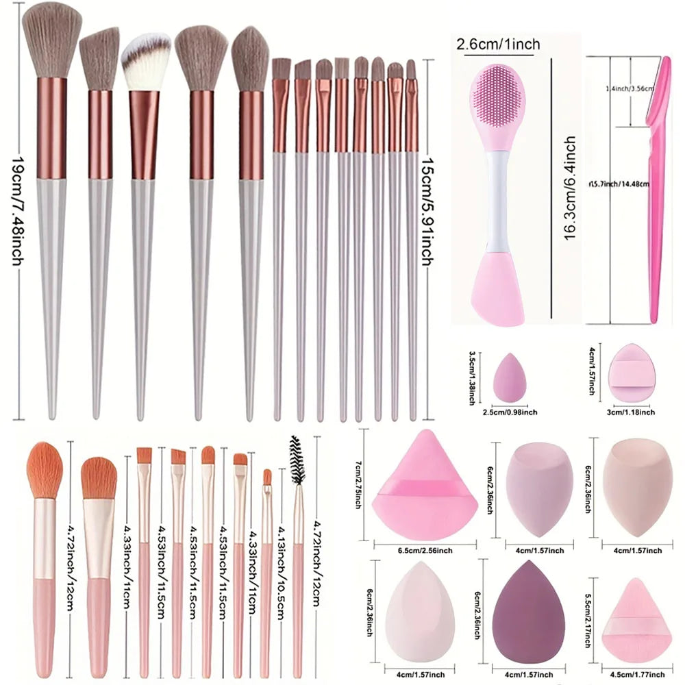 Pinceaux de maquillage 8-29 pièces Kit de maquillage professionnel femmes cosmétique pinceau à poudre douce fard à paupières fond de teint ensemble complet outil de beauté de voyage