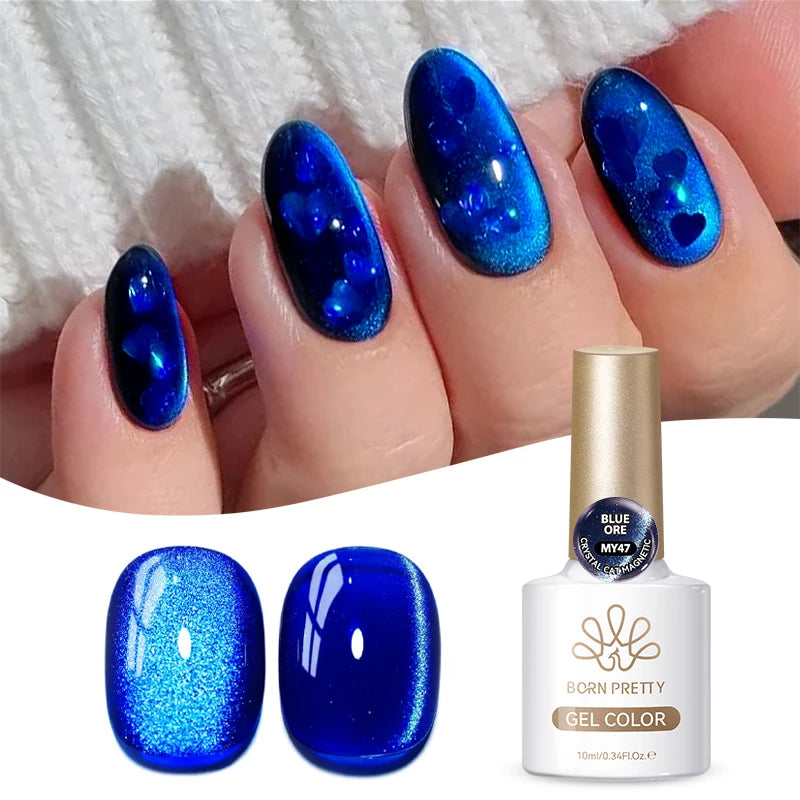 BORN PRETTY 10ml Gold Water Light Cat Magnetic Gel Polish Spaking Glitter Crystal Black Soak Off UV LED Vernis Manucure