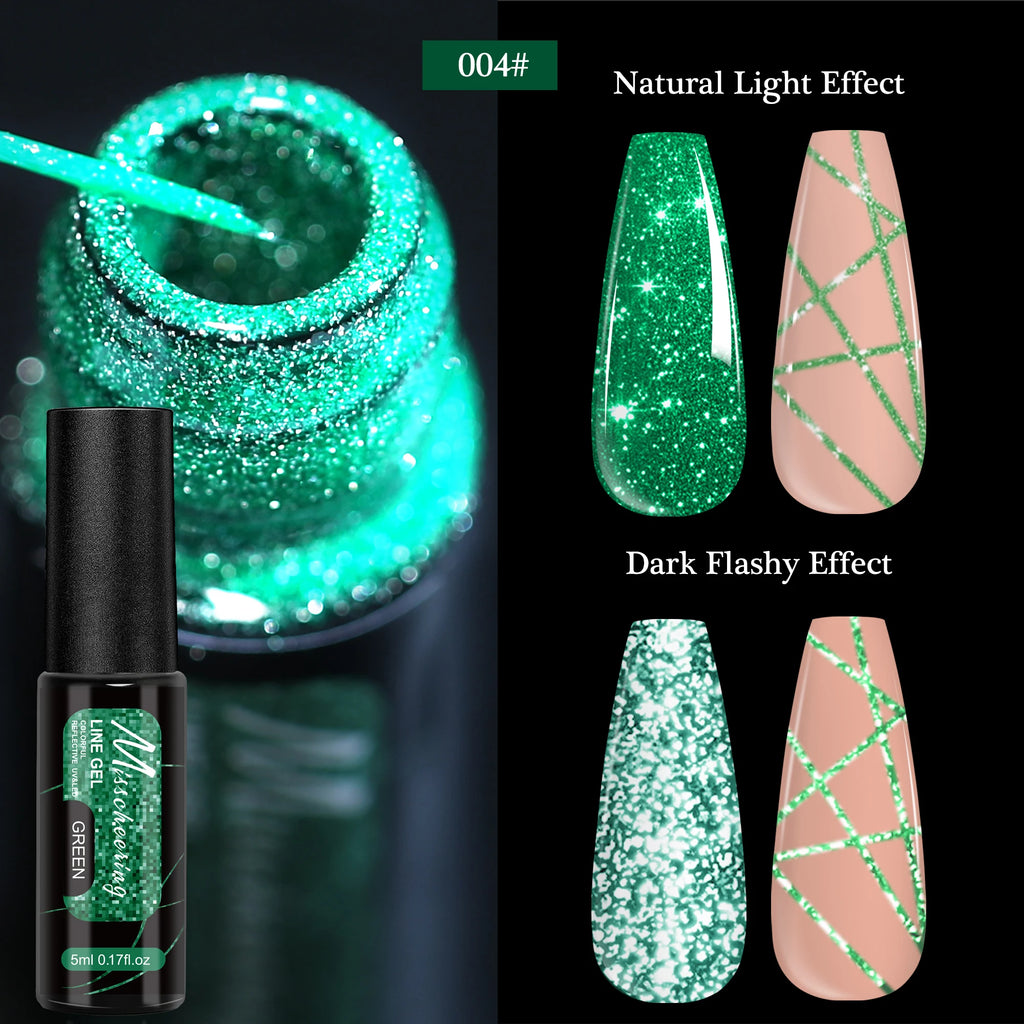Gold Silver Glitter Liner Gel Nail Polish Super Bright Sparkling Glow In Dark French Line Semi Permanent Nail Painting UV Gel