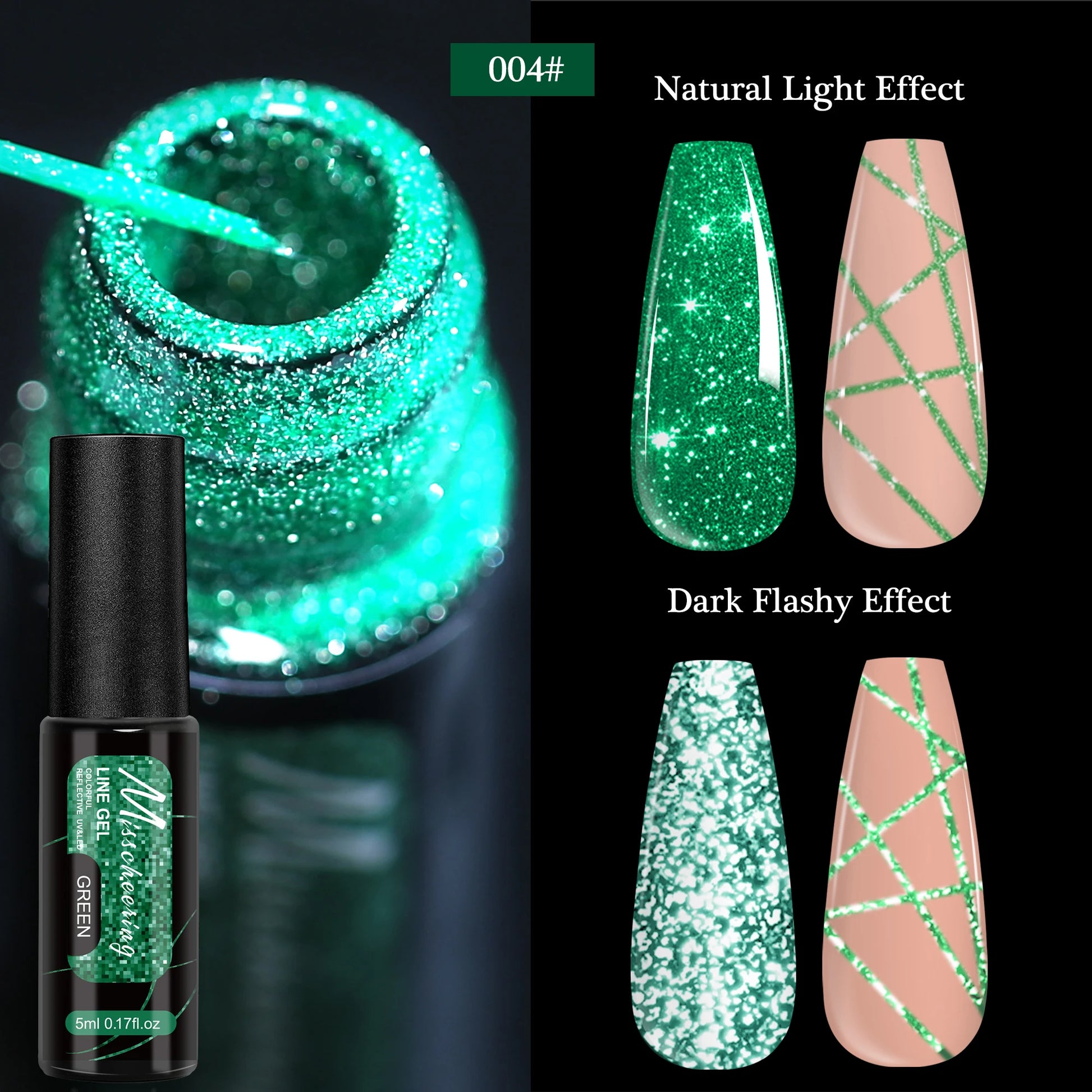 Gold Silver Glitter Liner Gel Nail Polish Super Bright Sparkling Glow In Dark French Line Semi Permanent Nail Painting UV Gel