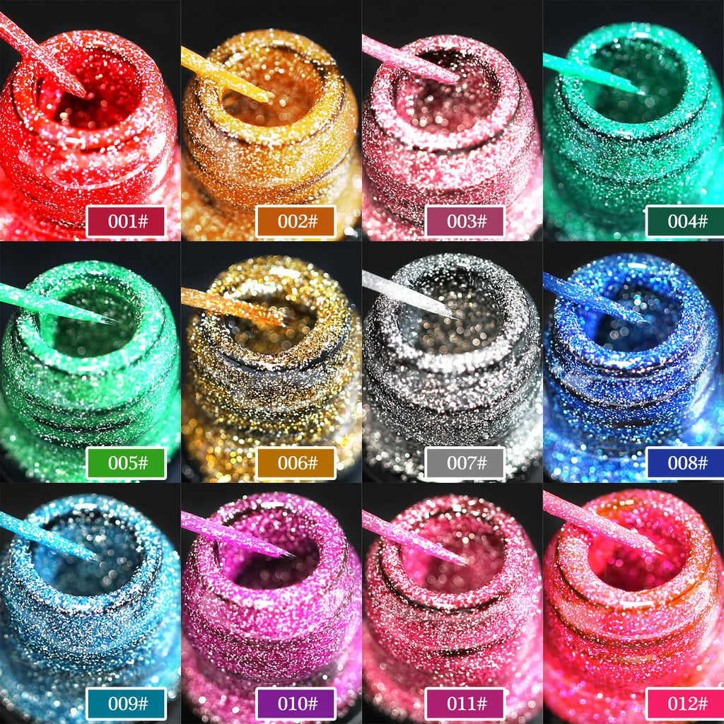 Gold Silver Glitter Liner Gel Nail Polish Super Bright Sparkling Glow In Dark French Line Semi Permanent Nail Painting UV Gel