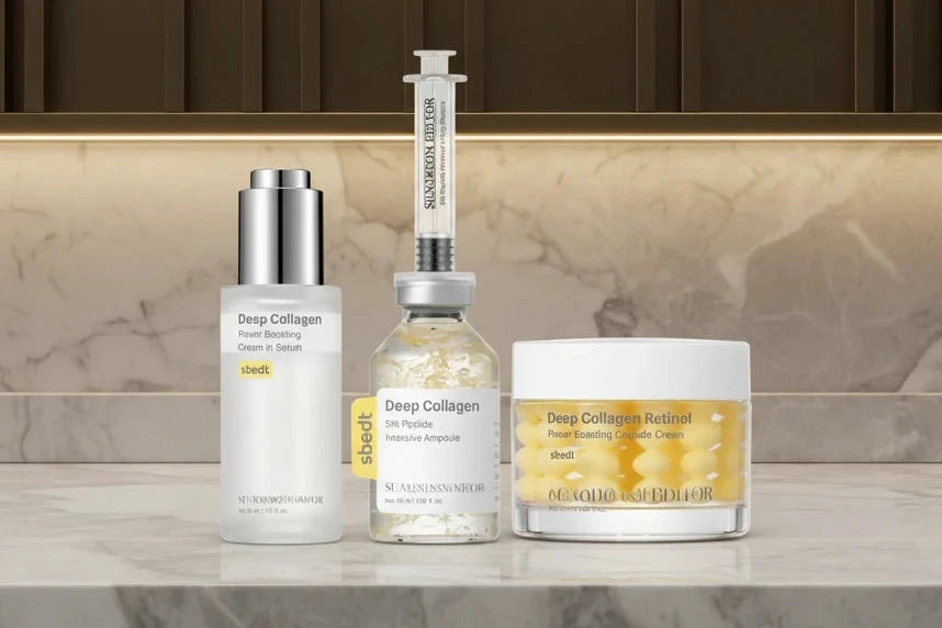 Sérum d'ampoule de peptide de collagène de soie Ensemble de soins coréens Sérum hydratant au collagène profond Crème de capsule de puissance au rétinol Soins du visage pour femmes