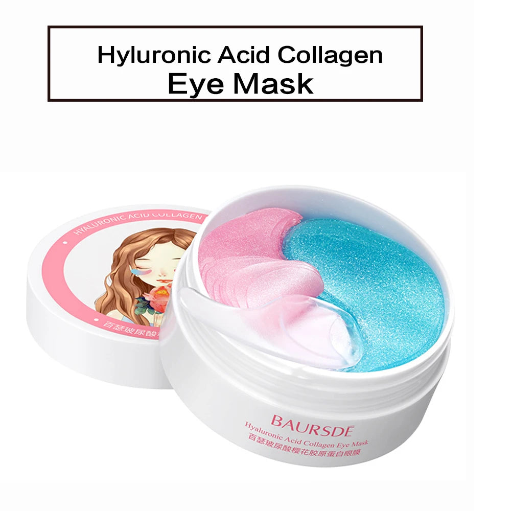 60PCS=30 Pairs Aloe Vera Eye Mask Moisturizing Collagen Hyaluronic Acid Gel Eye Patches Smoothing Repairing Eye Skin Care