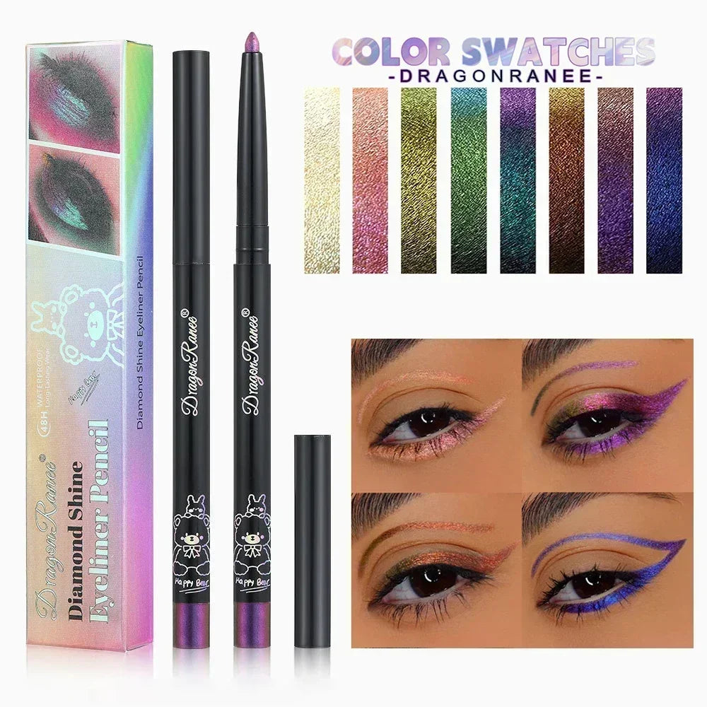 Stylo à eyeliner multi-chromes, fard à paupières métallique brillant à paupières brillant couché ver à soie vert violet maquillage pigment paillettes Aurora eyeliner
