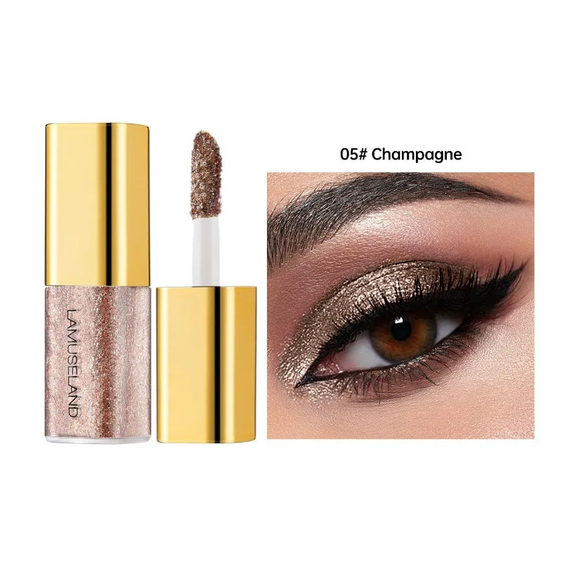 Fard à paupières liquide nacré, 8 couleurs, scintillant fin, scintillant, haute brillance, maquillage longue durée et résistant aux taches