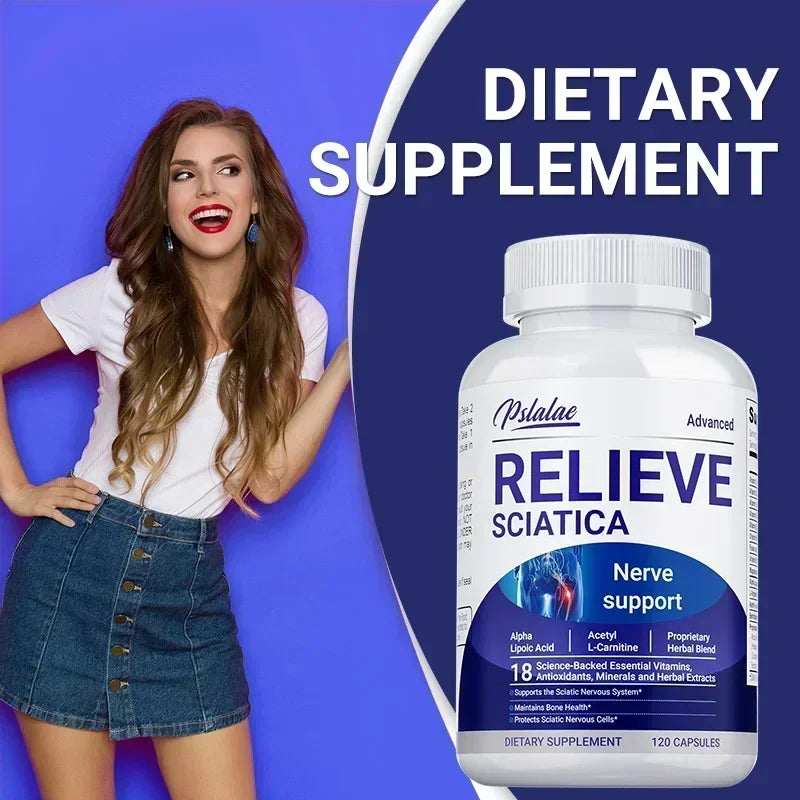 Soulager la sciatique - Contient des vitamines B pour soutenir la santé des nerfs sciatiques, apaise les nerfs, stimule l'énergie - 120 pièces