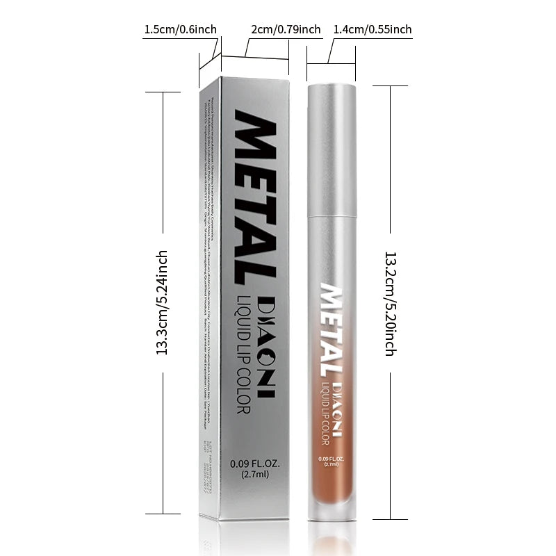 Rouge à lèvres liquide à brillant métallique, 12 couleurs, nacré, imperméable, brillant à lèvres, anti-taches, maquillage glamour pour les lèvres