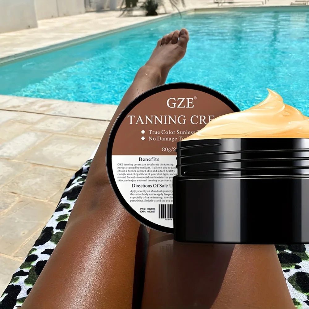 GZE été peau auto-bronzage crème sans soleil auto-bronzant pour visage corps pour lueur naturelle corps bronzant facile à utiliser Lotion bronzante 80g