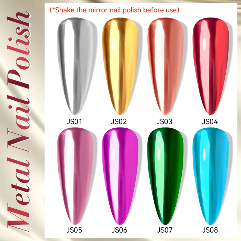 LILYCUTE 7ml Ultra Shine Vernis à ongles en métal longue durée Effet métallique Nail Art Vernis Bouteille en verre Séchage rapide à l’air
