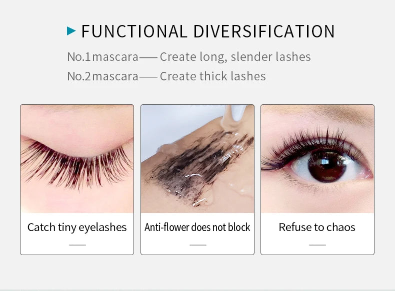 InjFiber-Mascara imperméable double en un, extension de cils, noir, optique, allongement des cils, cosmétiques