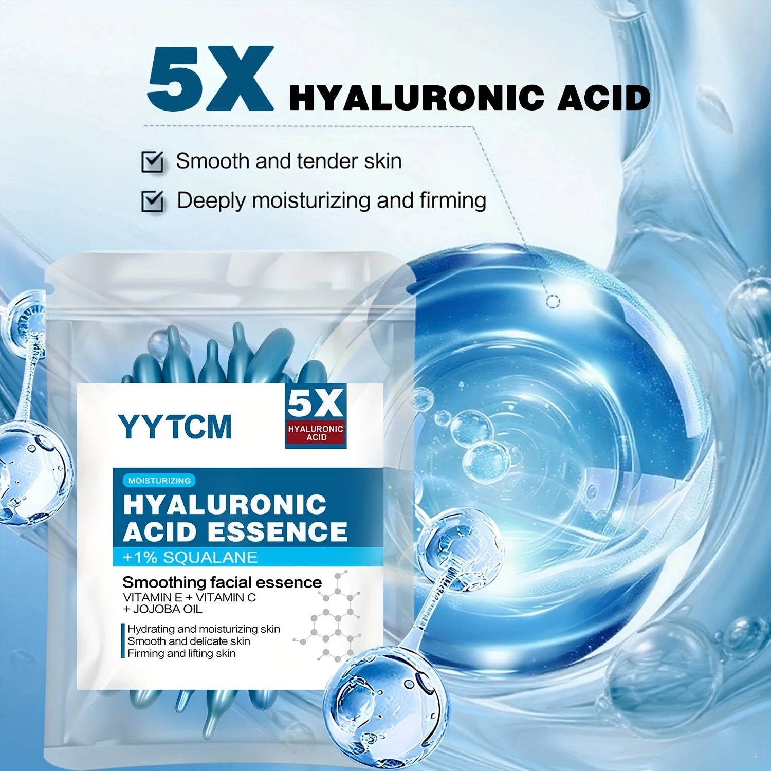 capsule hydratante profonde d'acide hyaluronique, essence cutanée hydratante et éclaircissante (0,4 g x 30 capsules)/sac -1 sac