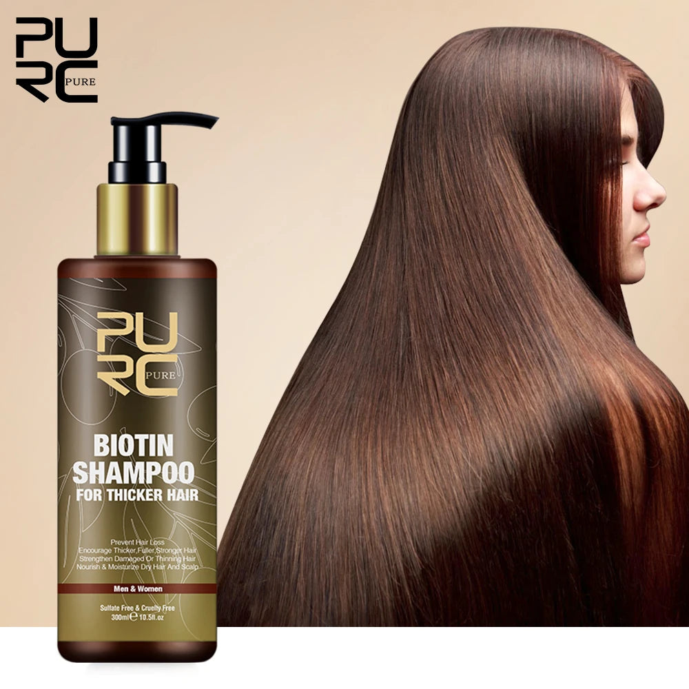PURC biotine croissance des cheveux shampooing Anti perte de cheveux réparation endommagé frisottis huile d'argan traitement du cuir chevelu produits de soins capillaires