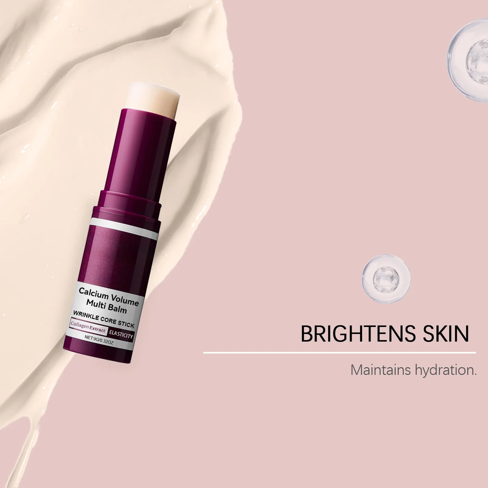 Baume Multi-Usages au Calcium Hydratant Anti-Âge Atténue les Rides Raffermissant Éclaircissant Nourrissant au Collagène Stick Hydratant