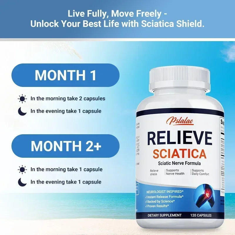 Soulage la sciatique – Réduire la douleur articulaire, restaure la mobilité, l'équilibre l'inflammation, aide la santé nerveuse et des os – 120 capsules ﻿
