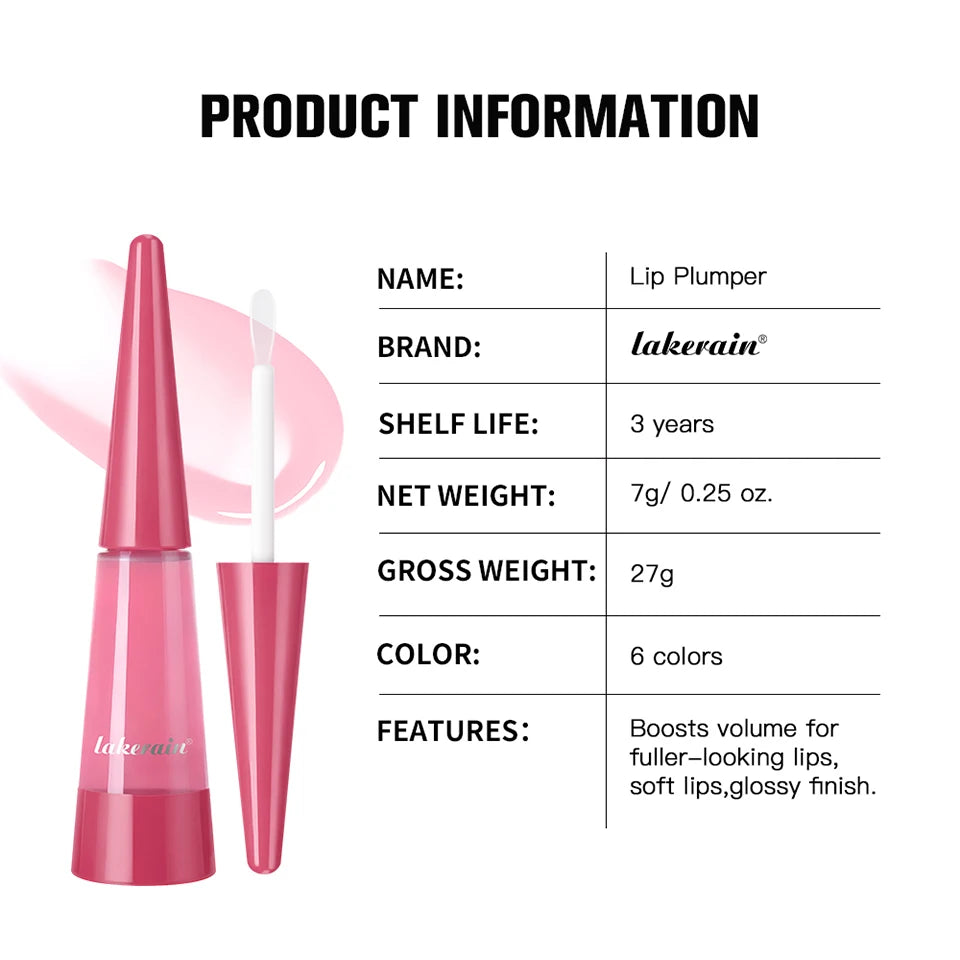 Lakerain lèvres plus dodues hydratation profonde nutrition longue durée haute brillance brillant finition volumineuse liquide hydratant pour les lèvres
