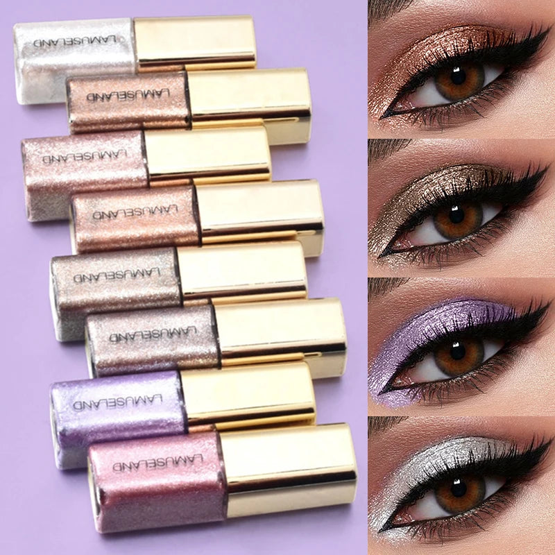 Fard à paupières liquide nacré, 8 couleurs, scintillant fin, scintillant, haute brillance, maquillage longue durée et résistant aux taches