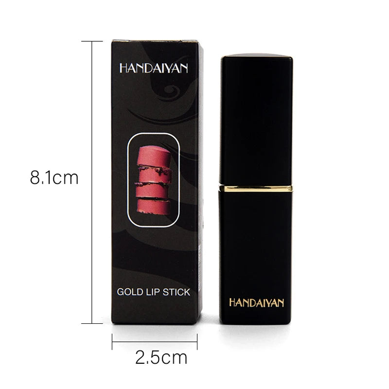 Rouge à lèvres brillant doré tube noir, rouge à lèvres hydratant perle 9 couleurs disponibles