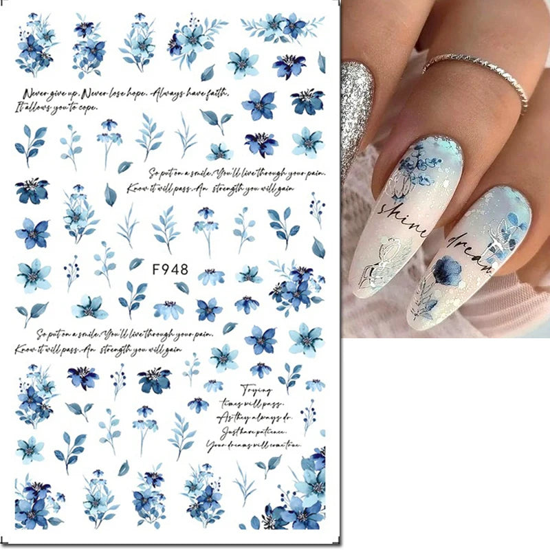 Autocollants 3D pour art des ongles , rose clair, violet, pétales de fleurs, décalcomanies pour décoration de manucure, salon de beauté, été