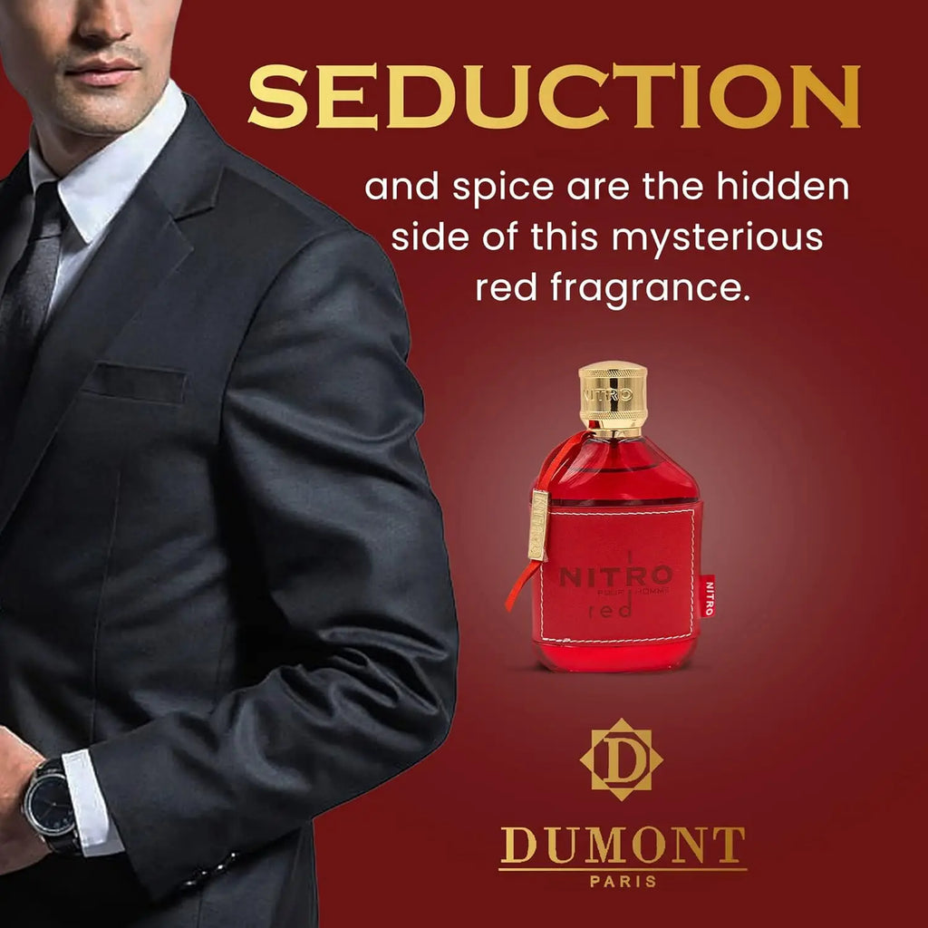 Eau de Parfum Nitro Red 3.4 Fl Oz pour Homme – Parfum Riche Fruité Boisé Floral – Sillage Luxueux Longue Durée