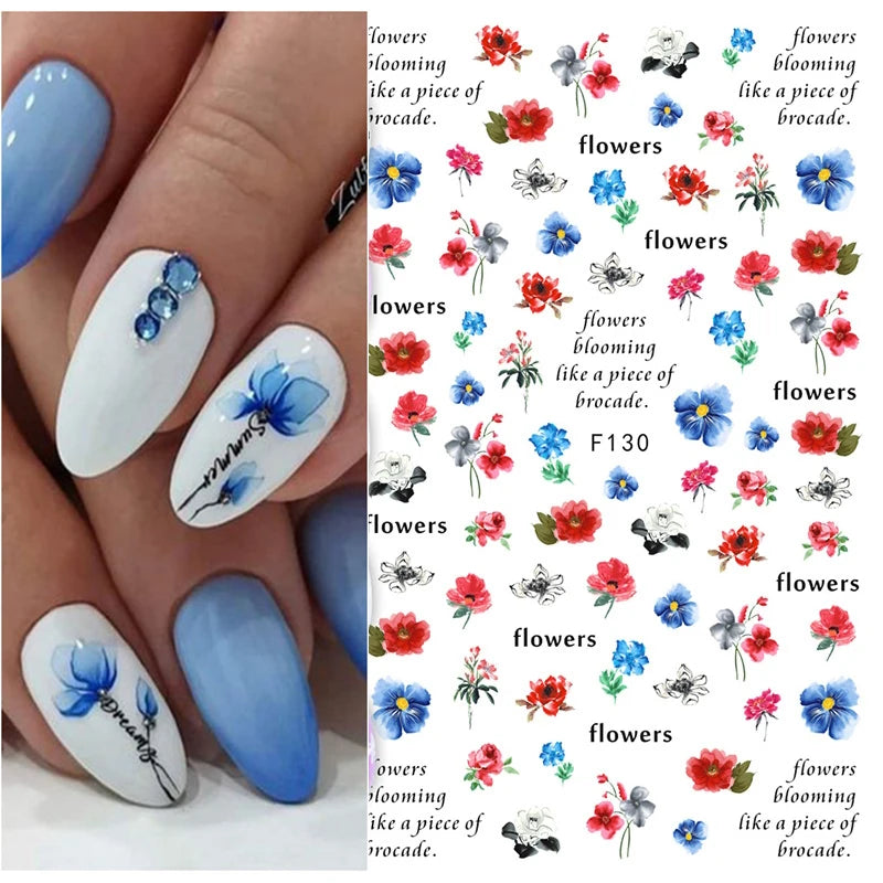 Autocollants 3D pour art des ongles , rose clair, violet, pétales de fleurs, décalcomanies pour décoration de manucure, salon de beauté, été