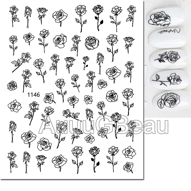 Autocollants 3D pour art des ongles , rose clair, violet, pétales de fleurs, décalcomanies pour décoration de manucure, salon de beauté, été