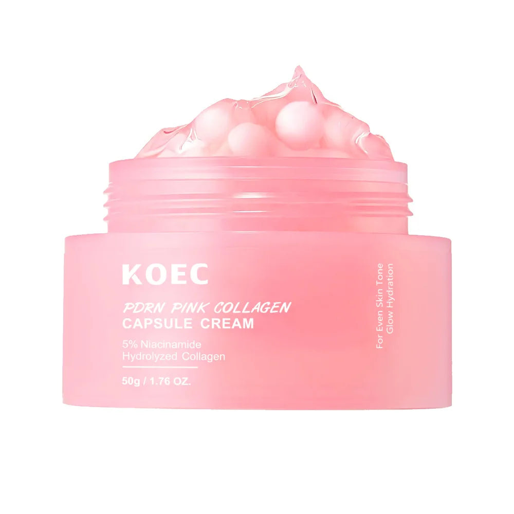 50g KOEC PDRN Crème capsule de collagène rose Anti-rides Hydratant Glowing Augmentation de l’élasticité 5% Niacinamide Collagène hydrolysé