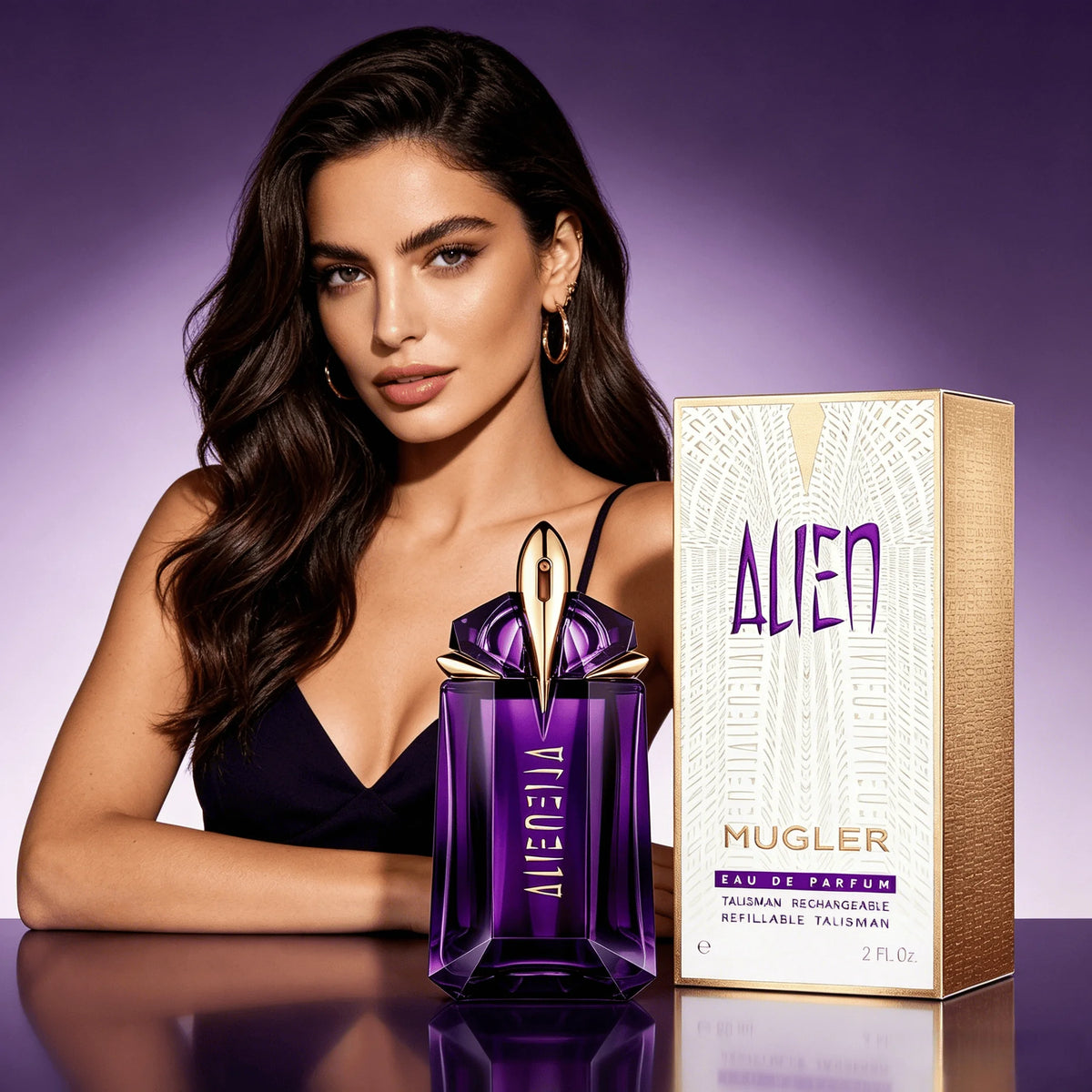 Parfum Mugler Alien Extraintense EDP, parfum floral boisé intense avec tubéreuse, jasmin et vanille, fragrance hypnotique toute la journée pour femmes