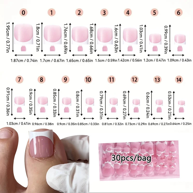 30pcs Pointes d’ongles d’orteil carré Été Dégradé Faux orteils Ongles Portable Short Ensemble D’Ongles De Pieds Carrés Appuyez Sur L’Ongle