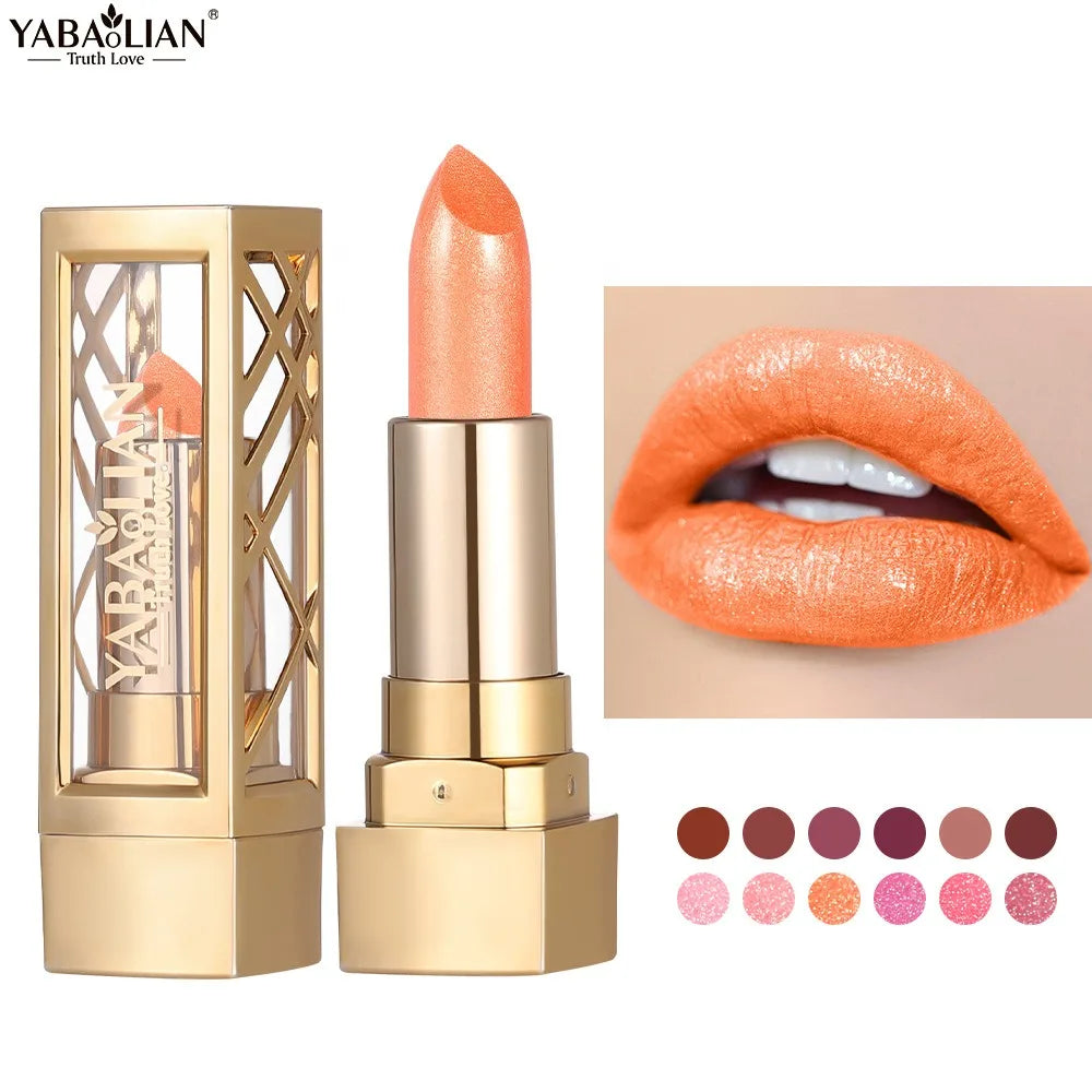 Luxueux rouge à lèvres creux mat nacré paillettes velours rouge à lèvres brillant nu rouge imperméable à l’eau solide brillant à lèvres maquillage