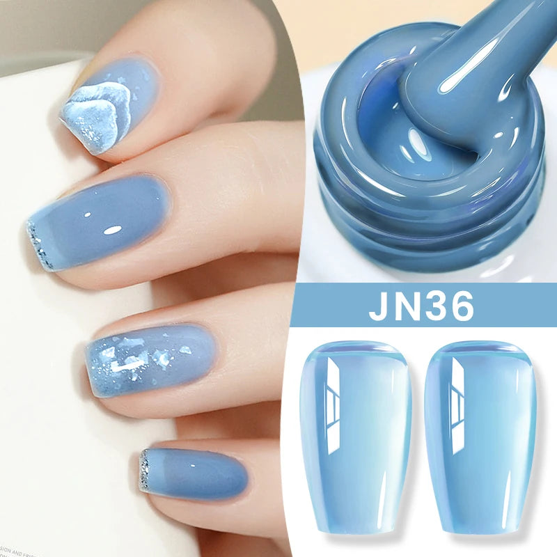 BORN PRETTYvernis à Ongles Gel, Semi Transparent, Soak Off UV LED, Vernis à Ongles Nude, N64.Gel Varjuvening,Art des ongles, 50 Couleurs, 10ml