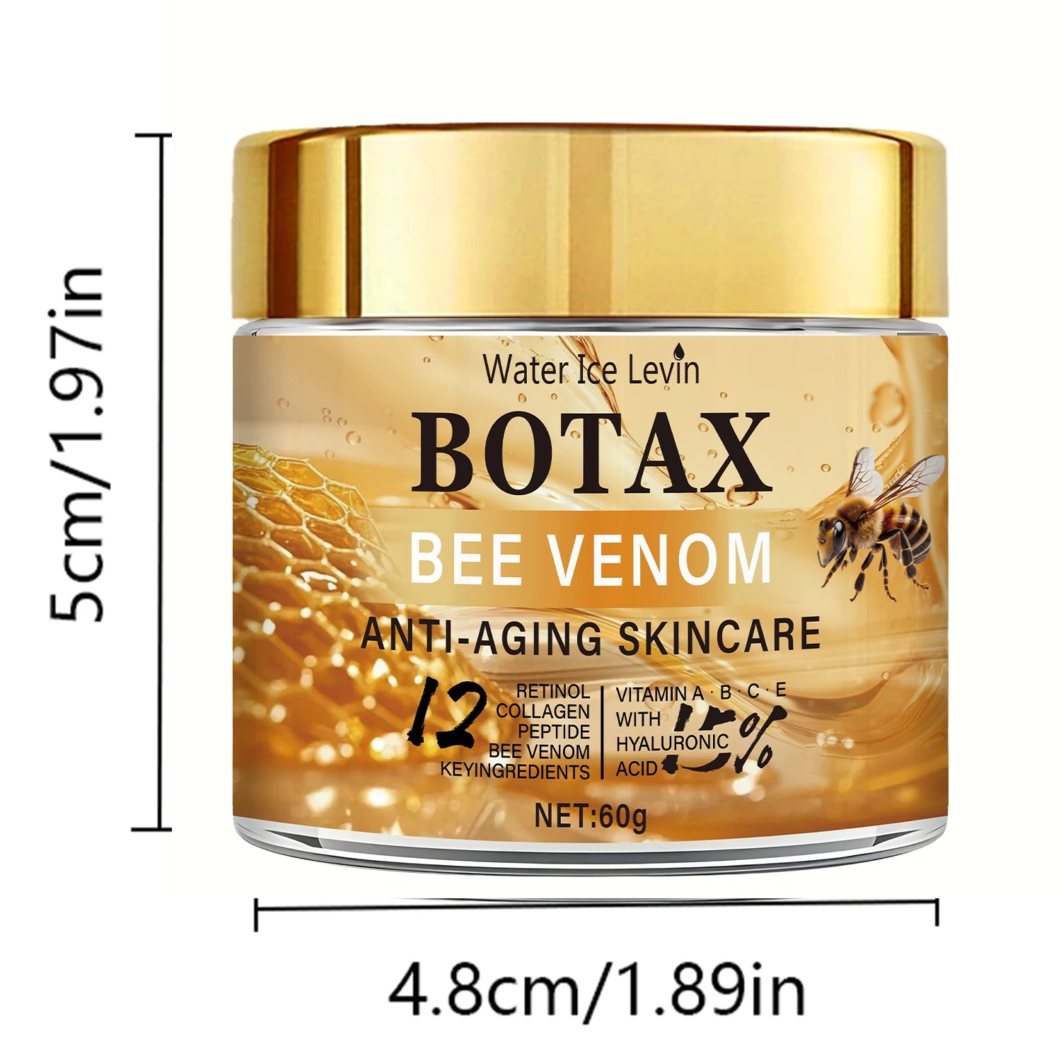 Crème au venin d'abeille Botax - Traitement des rides profondes, rajeunissement et action raffermissante de la peau aven Collagen Water Ice Levin. 60g.