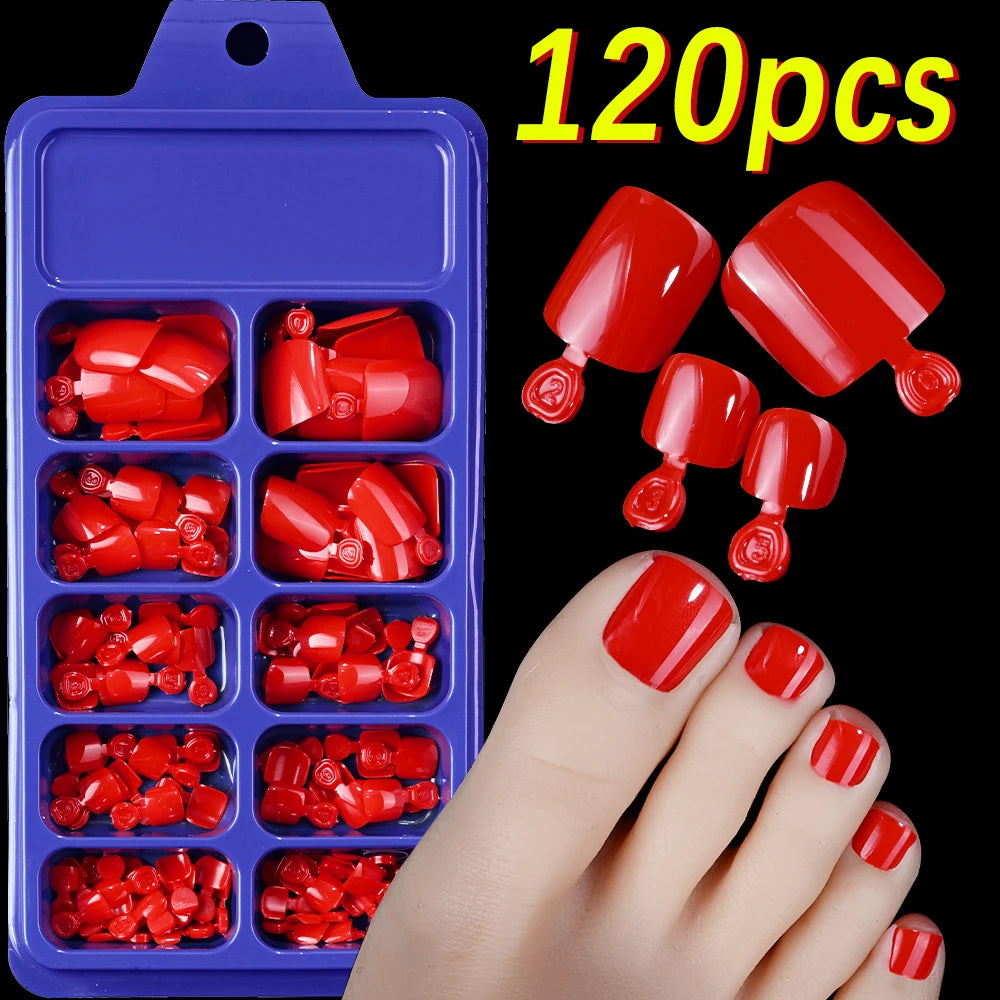 Ongles d’orteils Hotpress     Ongles carrés                  Couverture complète Faux ongles       Conseils pour l’été                 Pointe d’ongle Extension 120 pcs divers couleurs