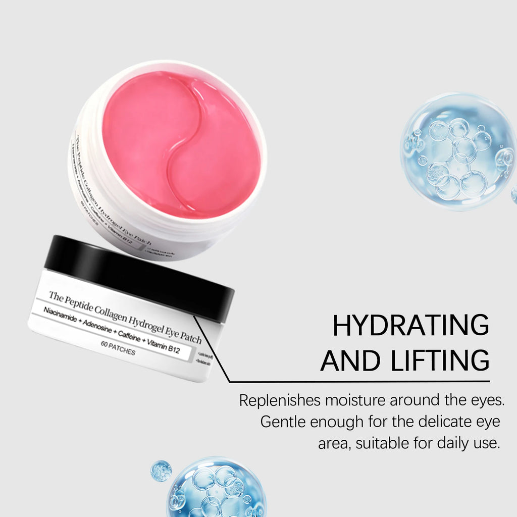 Patch pour les yeux en hydrogel de collagène peptidique Réduire les rides, les cernes avec le peptide de cuivre, la niacinamide, le gel hydratant raffermissant, coussinets pour les yeux