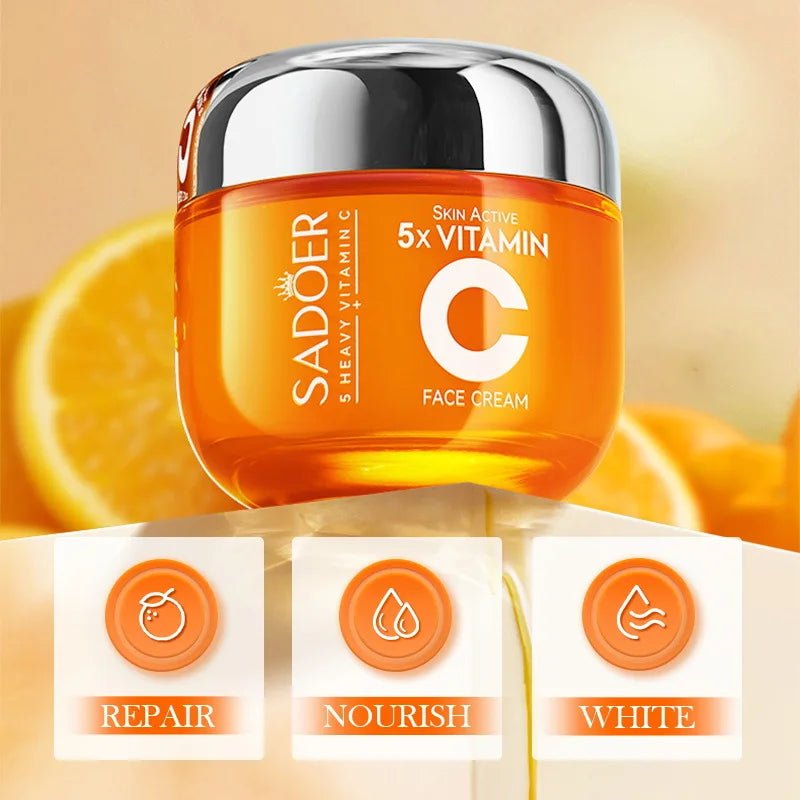 SADOER Crème pour le visage à la vitamine C Soins du visage Raffermissant Hydratant Éclaircissant Hydratant Crèmes pour le visage Beauté Visage Soins de la peau